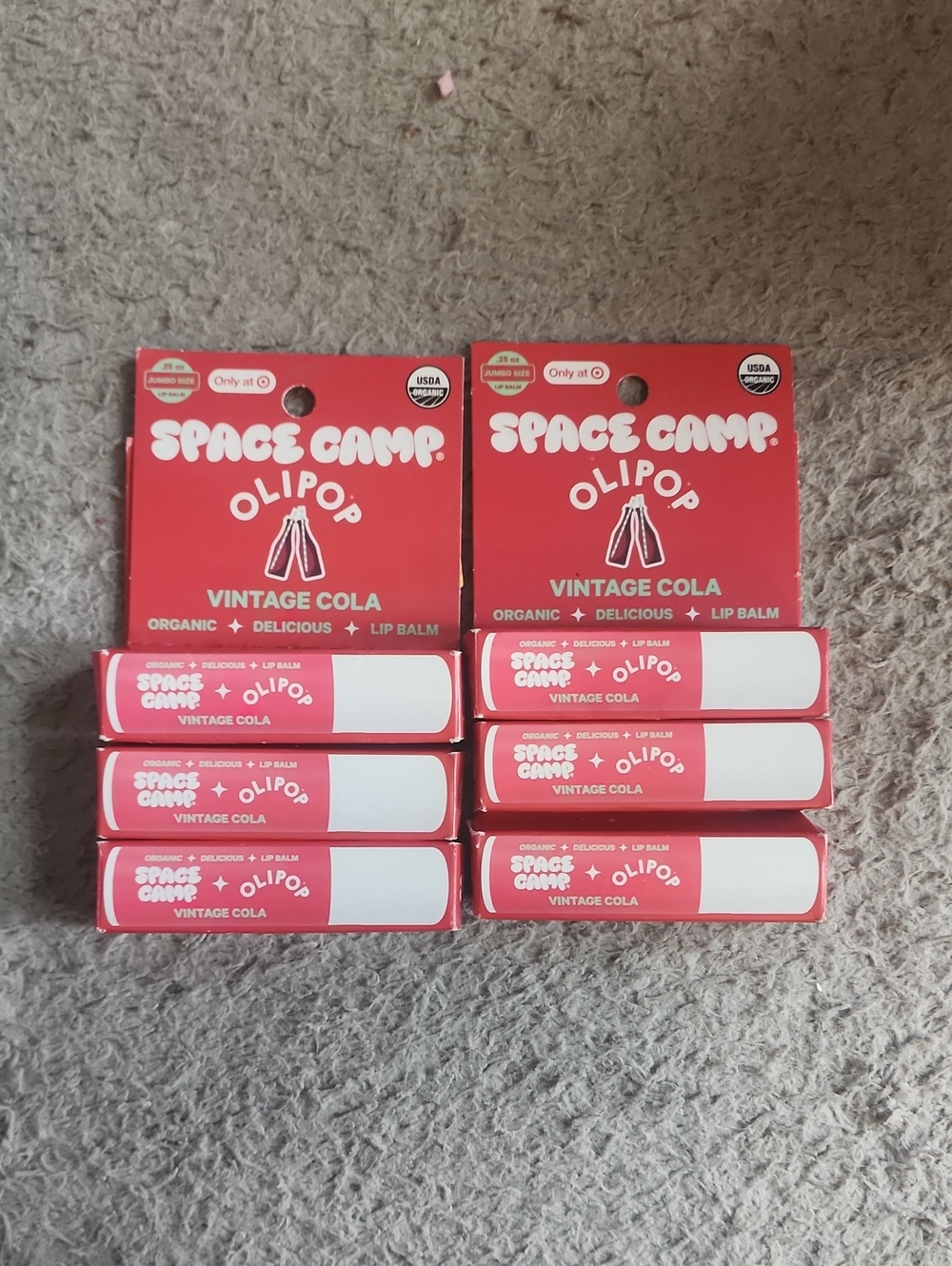 6 bulk Space Camp x OliPop Vintage Cola Lip Balm - Red & White Pack
